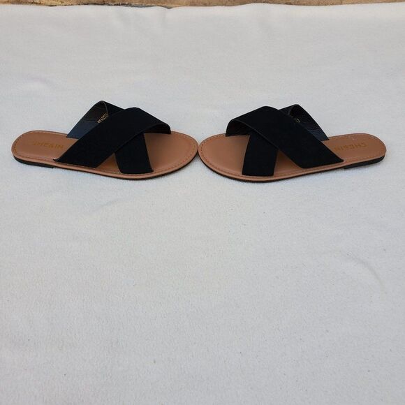 NWOT Shein black and tan flat sandals - Picture 4 of 10